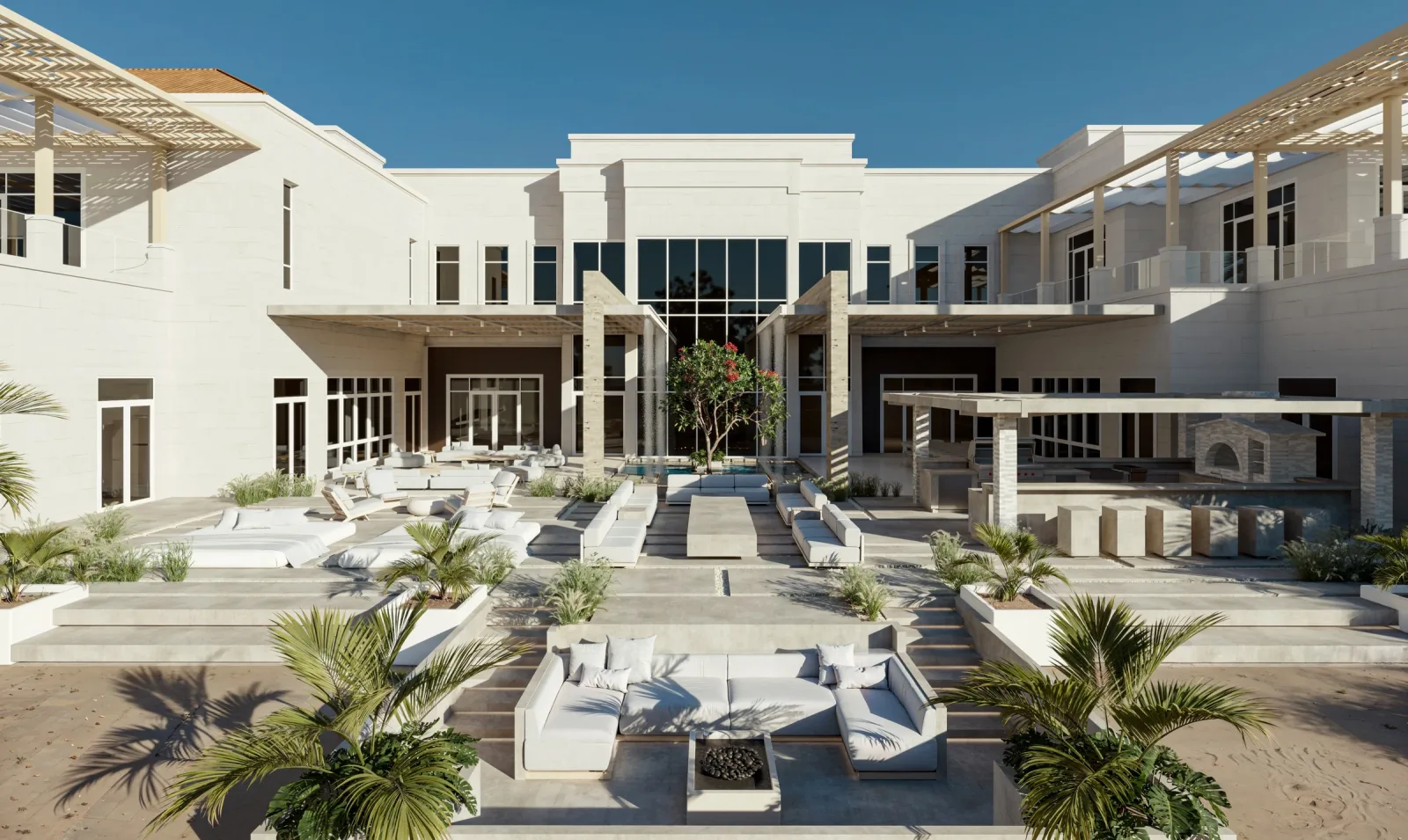 Residence courtyard with outdoor lounge