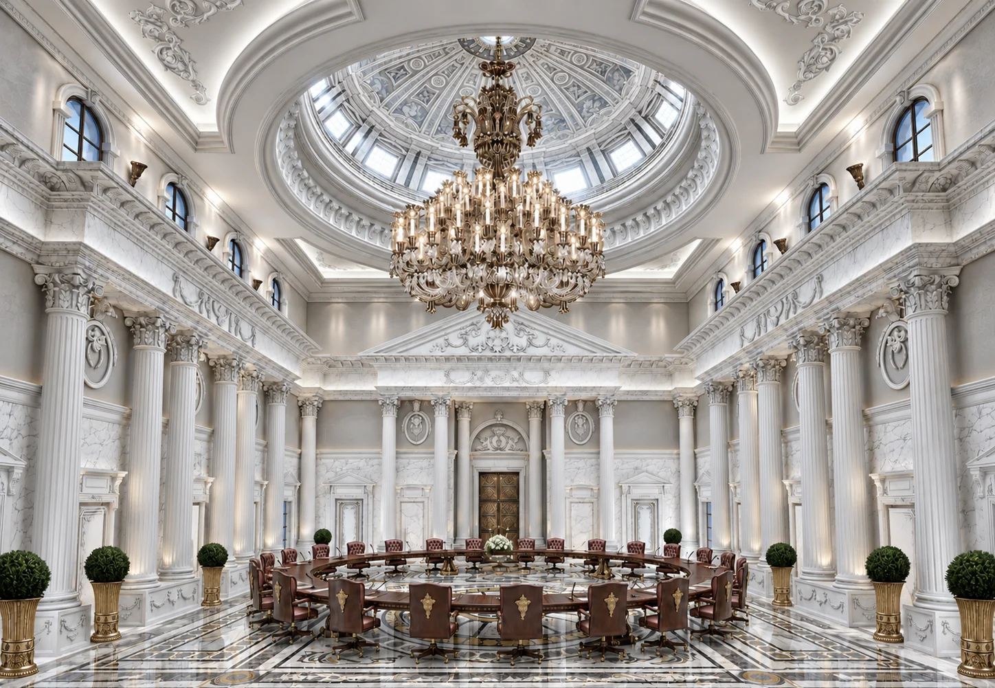 Palace reception hall under a domed ceiling